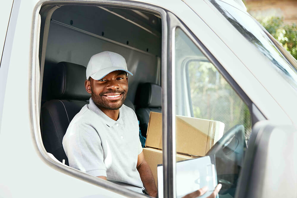 delivery man in truck